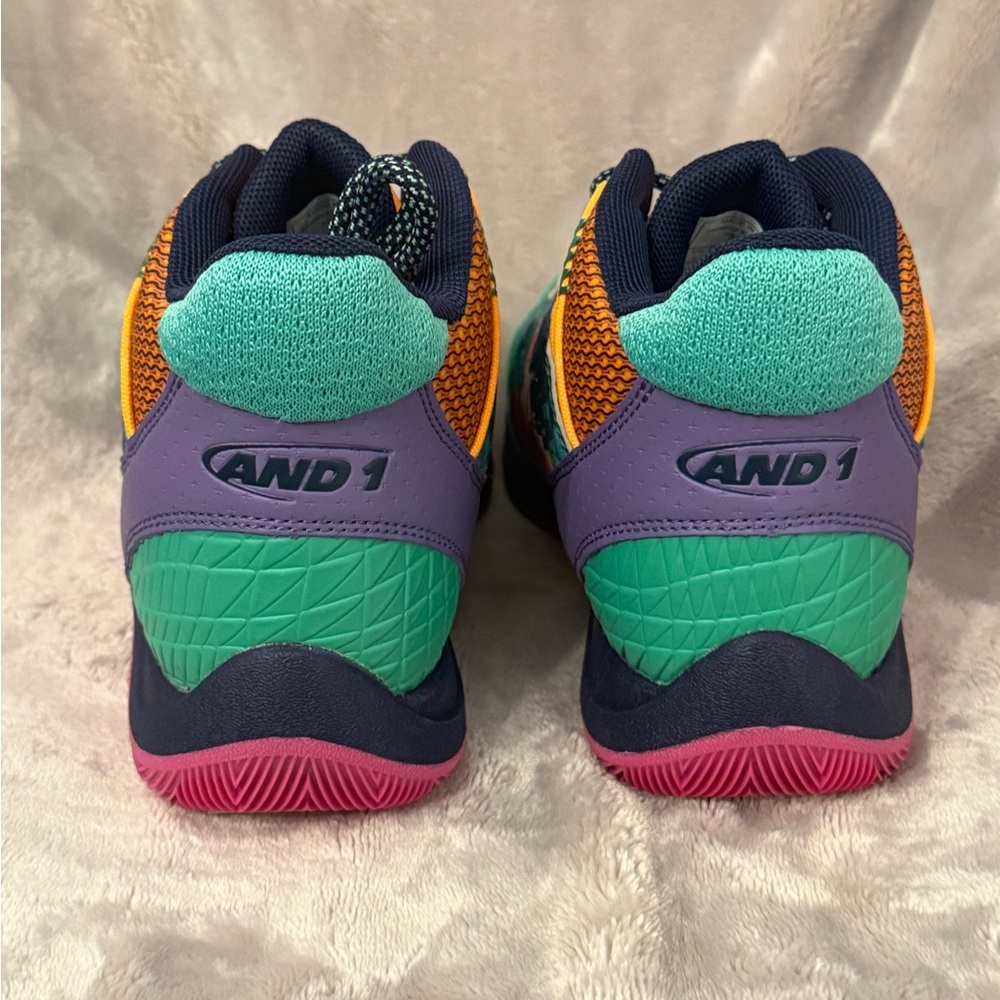 AND1 Explosive T Kids Basketball Shoes Size 6 | Coral/Blue/Green | NWT - Picture 5 of 6